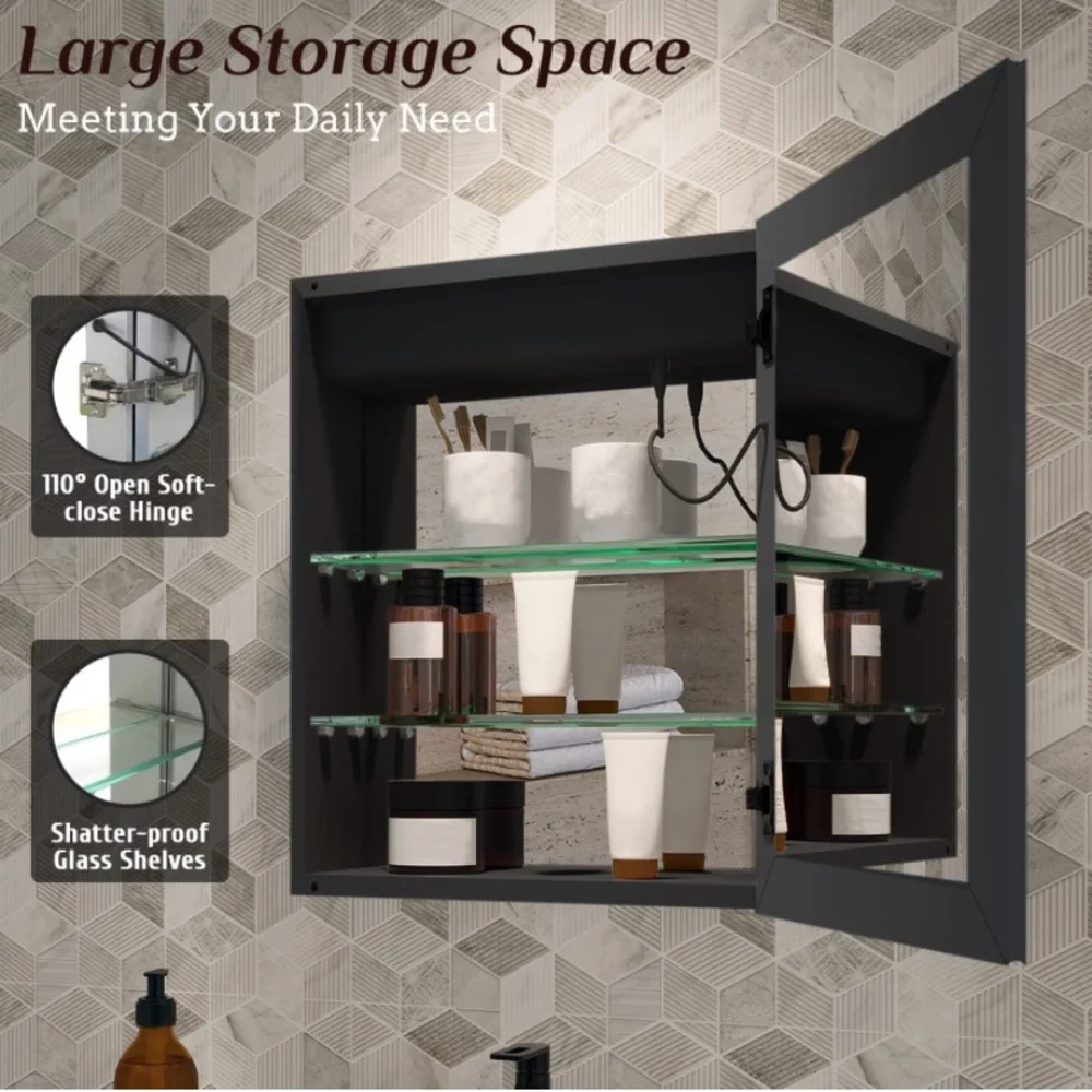 Bathroom Medicine Cabinet with Lights, LED Medicine Cabinet with Mirror